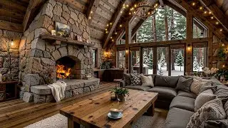 A Cozy Cabin Hidden in the Snow ❄️ Fireplace Jazz for Quiet Work & Gentle Reflection