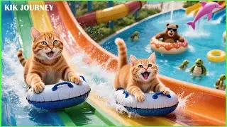 Mama Cat & Ginger Kitten Harvest Juicy Grapes to Build a Purr-fect Waterpark Adventure! 🍇💦🐾
