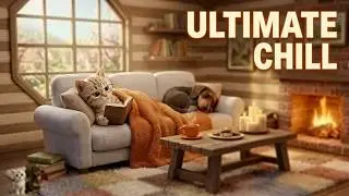 Pure Cozy Vibes ✨ Cute Cat Reading, Dog Sleeping by the Fireplace 🔥🧡