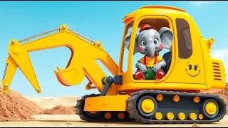 Elephant Rides the Excavator | Construction Fun Nursery Rhyme for Kids | Learning Song
