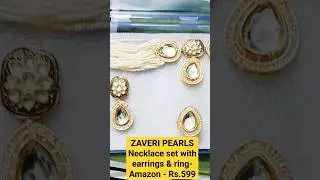 ZAVERI PEARLS Gold Tone Kundan Choker Necklace Earring & Ring Set For Women