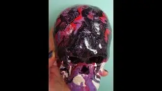 Acrylic pour on a skull - cells, lace