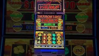 SLOTS ARE HOT! Rare 5 symbol bonus retrigger on Dragon Link Happy & Prosperous #slots  #slotsarehot