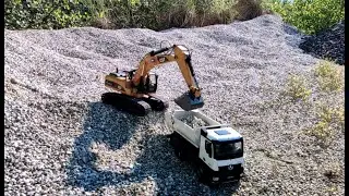 Huina rc construction vehicles 1584 v4 excavator 1582 mercedes arocs truck