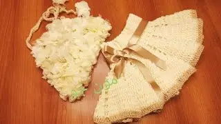 كروشيه جيبه _تنورة_ سهلة وجميلة  مع بروتيل الورد لبنات   Croche baby blouse  skirt