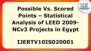 Possible Vs. Scored Points &ndash; Statistical Analysis of LEED 2009-NCv3 Projects in Egypt
