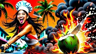 Extreme Coconut Knife Skills by Gorgeous Vendor LIVE | Hainan Street Coconut ASMR