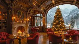Calm Christmas Jazz Music 🎄 Cozy Winter Coffee Shop Ambience 🔥 Warm Fireplace Crackling Sounds