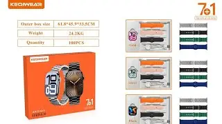 KEQIWEAR KW32 MAX SMART WATCH SERIES 10 With Seven 7 Straps Wireless Charging