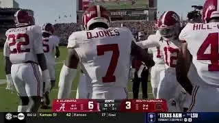LaNorris Sellers throws pick 6 to DaShawn Jones Alabama vs South Carolina Week 9 2025 CFB