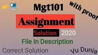 Mgt101 Assignment Solution 2020 || 100% correct solution by vu dunia || #mgt101 #vudunia