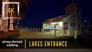 East Gippsland Rural Esplanade Night Walk | Lakes Entrance, VIC, Australia | 4K | Coastal Ambience