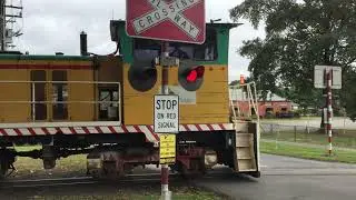 Railroad Crossing - Cane Train Locomotive Departing Sugar Mill