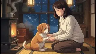 Snowfall Nights in a Wooden Hut | Cozy Winter ASMR Story with a Puppy