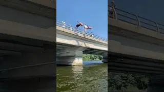Synchronized Backies Off The Local Bridge - #diving #backflips #synchronizediving #synchronized