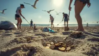 Saving the Beach Finding Jewelry & Coins: Cleanup Challenge!