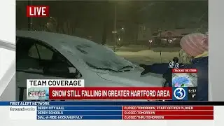 Snow rapidly accumulating in the greater Hartford area from Winter Storm Benjamin