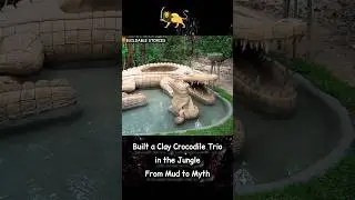 Built a Clay Crocodile Trio in the Jungle From Mud to Myth #howtobuild #shorts #art