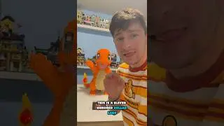 life size LEGO Charmander sculpture..