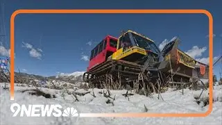 Someone left a full-sized snowcat sitting in a Silverthorne parking lot
