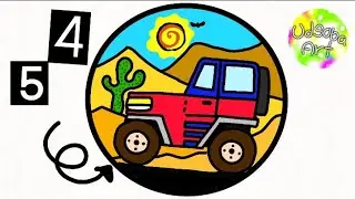 Numbers with Jeep drawing easy | 5 & 4 turn into a jeep drawing | easy circle drawing 