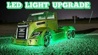 Rc10 American Custom Semitruck under glow lights 