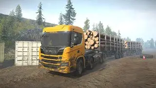 Delivery Logging Through muddy Roads with monster truck SCANIA | SnowRunner | EnhCrea #159