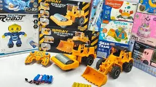 UNBOXING RC BULDOZER , ROAD ROLLING , RC STUNTS SPRAY ROBAT SHARK MODEL 