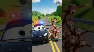 Five Little Monkeys Police Chase Escape! 🚓💨 #shorts