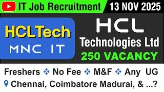 IT JOB | HCL Technologies MNC IT Company Job | Careers | 13 NOV 2025 | Job Vacancy | in Tamil