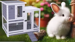 GEGURI Rabbit Hutch: Two-Story Indoor/Outdoor Bunny Cage with Wheels & Removable Tray!