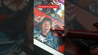 😱 Drawing ✨Stranger things ✨ Eddie Guitar scene!🎸 #shorts #art #strangerthings