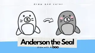 How to Draw & Color ANDERSON THE SEAL 🦭 squishmallows | very simple drawing for kids | DRAW WITH BOO