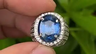 Natural Kyanite 7.07ct Blue Color with.Ring Silver Handmade memo Grilab