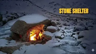 ASMR Winter Camping: Building a Cave Shelter in the Snowy Mountains