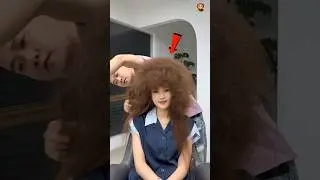 This girl designed her hair in helmet #shortvideo