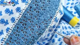 Crochet Joint Lace for kurti👗👌Crochet Lace leaf pattern 🌿 Qureshia lace Design 😍