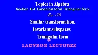 Lec 26 | 6 4 - #Triangular form | Topics in Algebra | I.N.Herstein