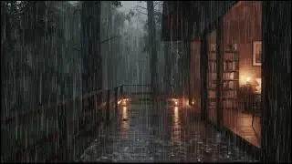 Gentle rain at a forest cabin, night rain ambience for deep sleep relief from insomnia sounds calm