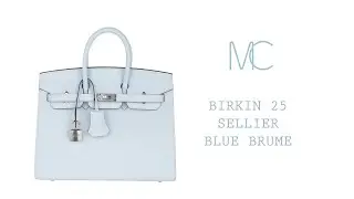 Hermes Birkin 25 Sellier Bag Blue Brume Epsom Palladium Hardware • MIGHTYCHIC •