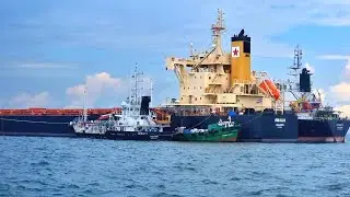 BIG BULK CARRIER BUNKERING PORT & STARBOARD SIDE