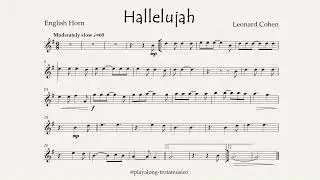 English Horn Playalong - Hallelujah (Leonard Cohen) F sheet music with Piano & Strings accompaniment