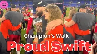 PROUD Taylor Swift doing the CHAMPION&rsquo;s WALK with Travis Kelce after Chiefs won vs Ravens