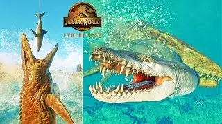 Apex Ocean Predators Hunting in Jurassic World Evolution 2 - Mosasaurus with marine reptiles