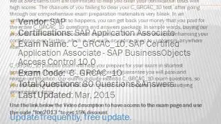 C_GRCAC_10, SAP Certified Application Associate - SAP BusinessObjects Access Control 10.0