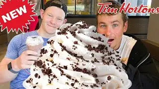 Trying Tim Hortons For The First Time EVER! New OREO ICE CAP REVIEW!