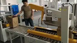 Carton erector machine box flap sealer case packing line with conveyor system