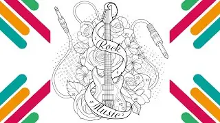 Tattoo Rock Guitar | Coloring Pages By Numbers