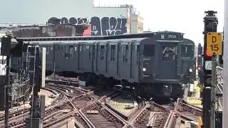 ᴴᴰ R1-9 Nostalgia Train Leaving Myrtle Avenue While R160A M Arrives