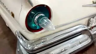 1957 Ford Skyliner Retractable Hardtop Custom Green Lens Rocket Tail Lights (Lights turned off).